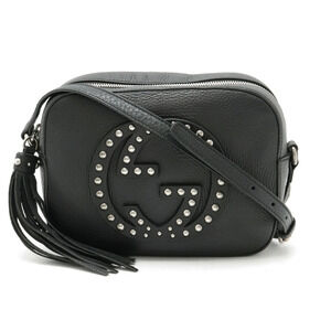 GUCCI Soho Disco Bag Studded Tassel Fringe Shoulder Clutch Crossbody Black